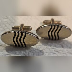 Sophisticated Silver and Black Cufflinks